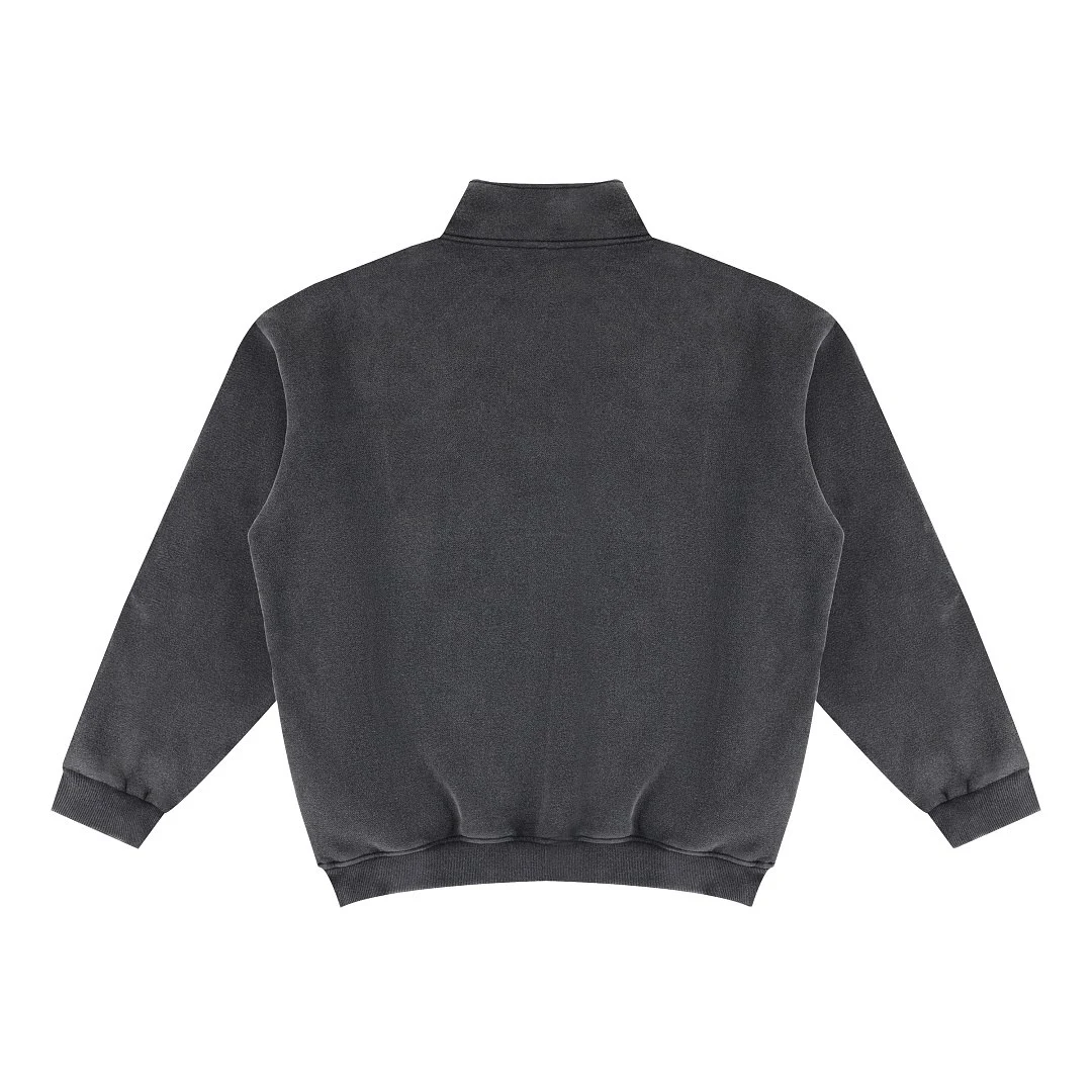 Washed quarter-zip pullover · MT-2666 · Black · Back · Base garment photograph