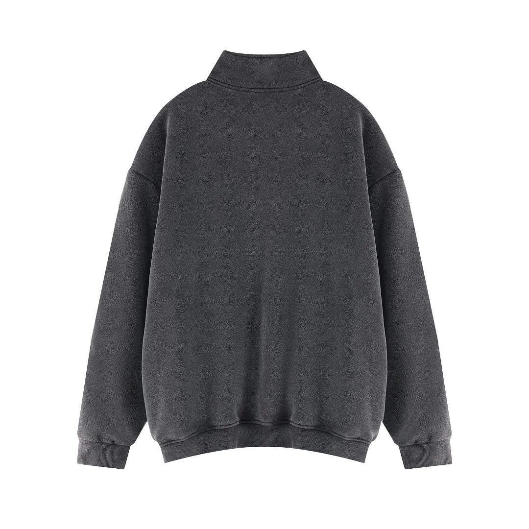 Washed quarter-zip pullover · MT-2666 · Black · Base garment photograph
