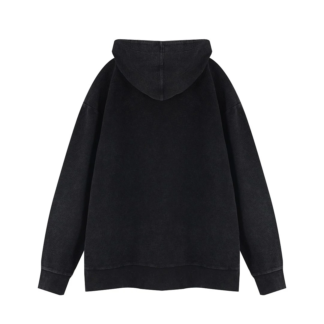 Washed waffle pullover hoodie · MT-2667 · Black · Base garment photograph