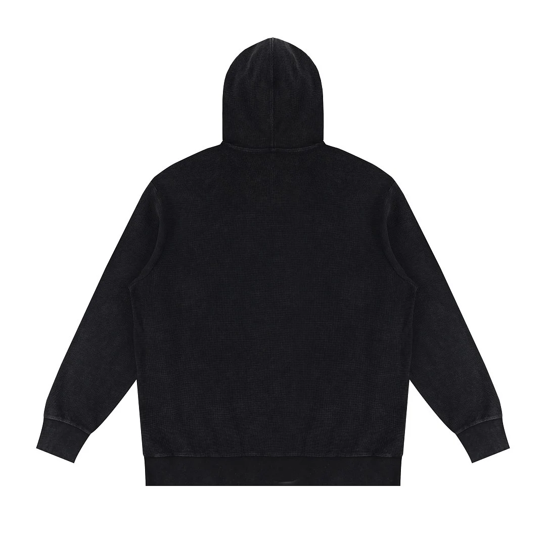 Washed waffle pullover hoodie · MT-2667 · Black · Back · Base garment photograph
