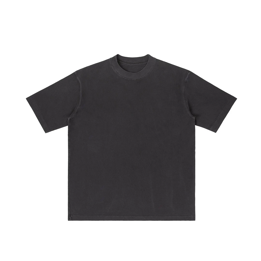 Relaxed washed crew-neck tee · MT-2669 · Black · Front · Base garment photograph