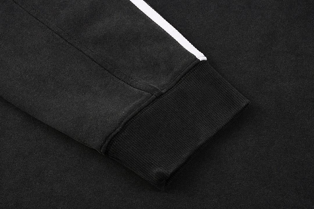 Washed stripe-sleeve tee · MTZ-217 · Black · Base garment photograph