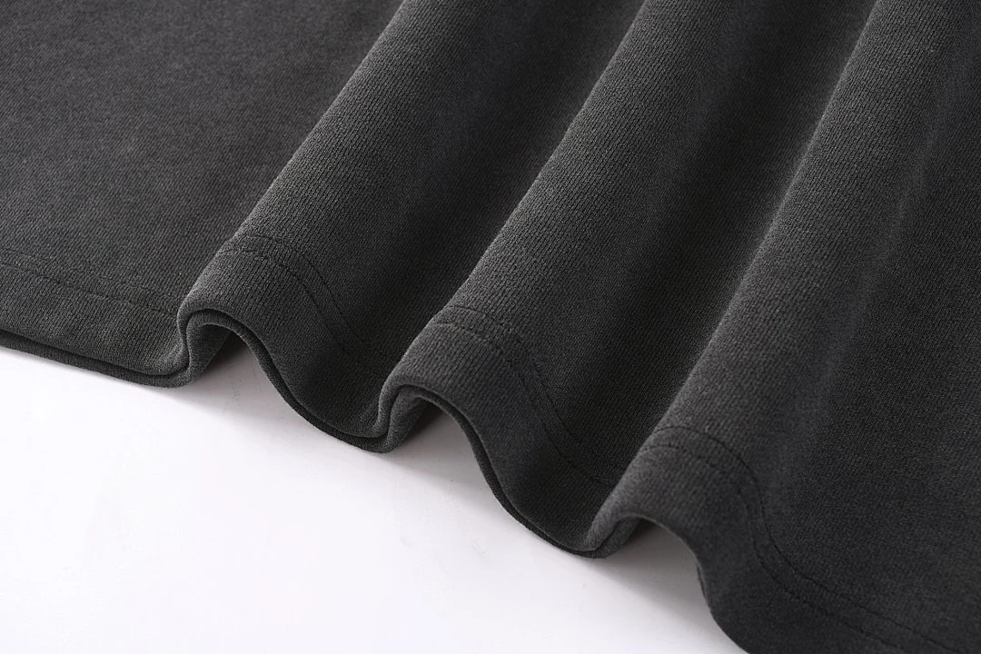 Washed stripe-sleeve tee · MTZ-217 · Black · Base garment photograph