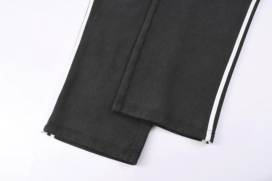 Washed side-stripe pants · MTZ-218 · Black · Base garment photograph