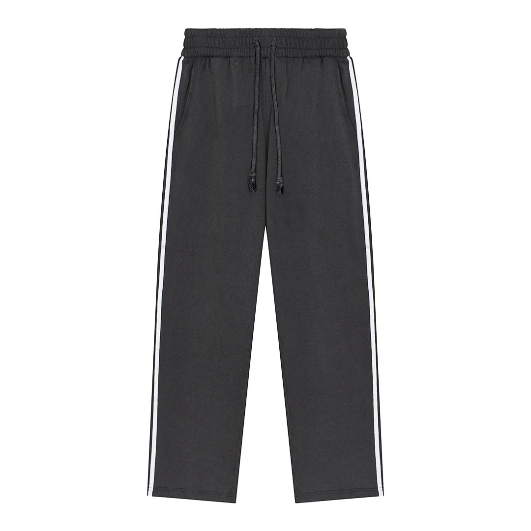 Washed side-stripe pants · MTZ-218 · Black · Front · Base garment photograph