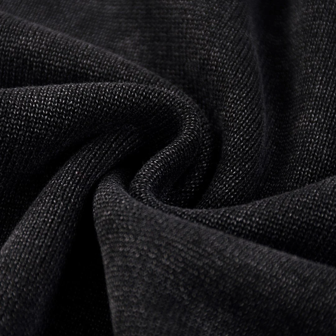 Cropped rib-edge knit pullover · MY-008 · Black · Base garment photograph