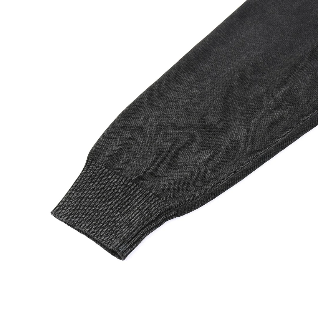 Washed crew-neck knit pullover · MY-009 · Black · Base garment photograph