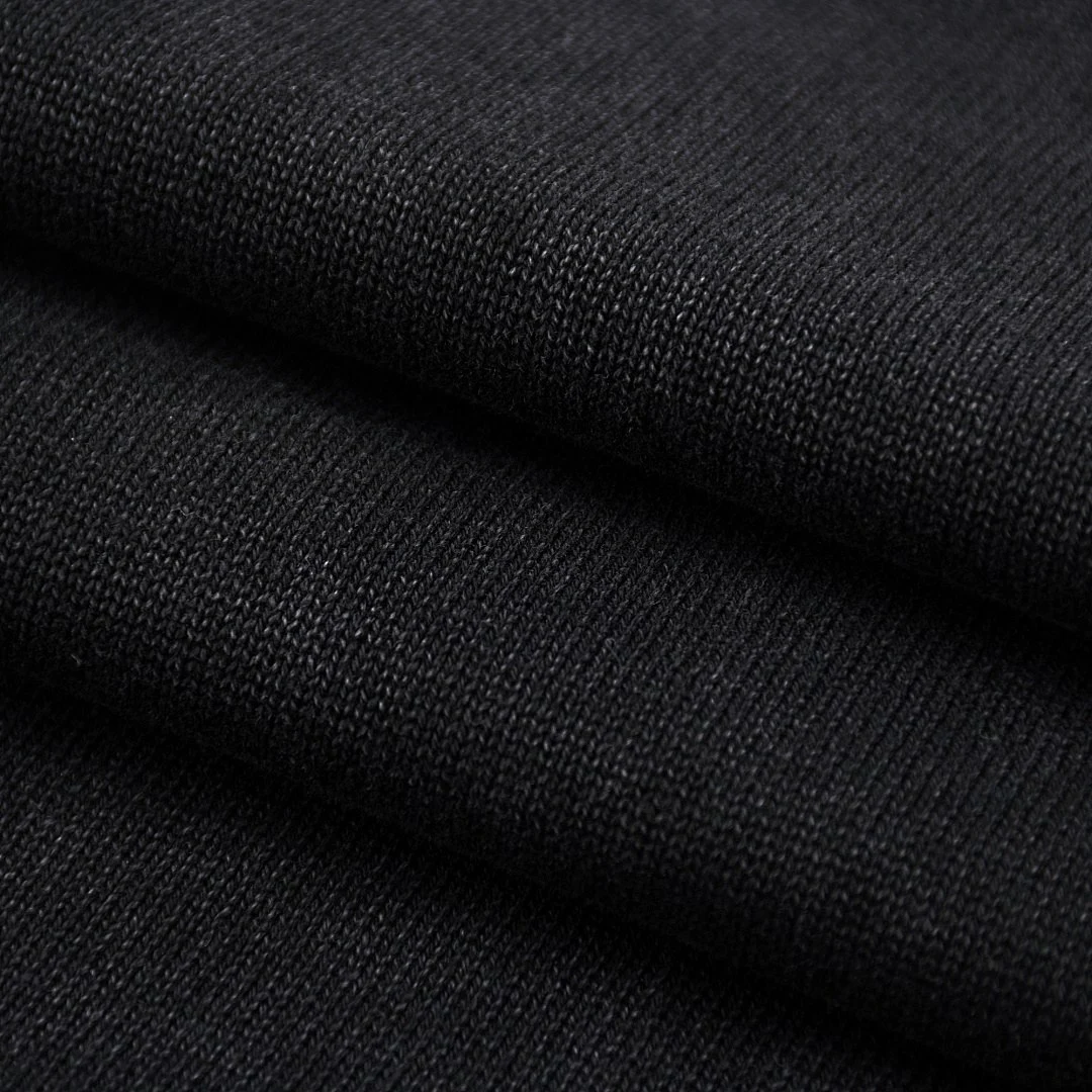 Washed crew-neck knit pullover · MY-009 · Black · Base garment photograph
