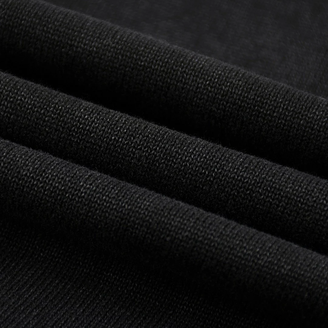 Washed crew-neck knit pullover · MY-009 · Black · Base garment photograph