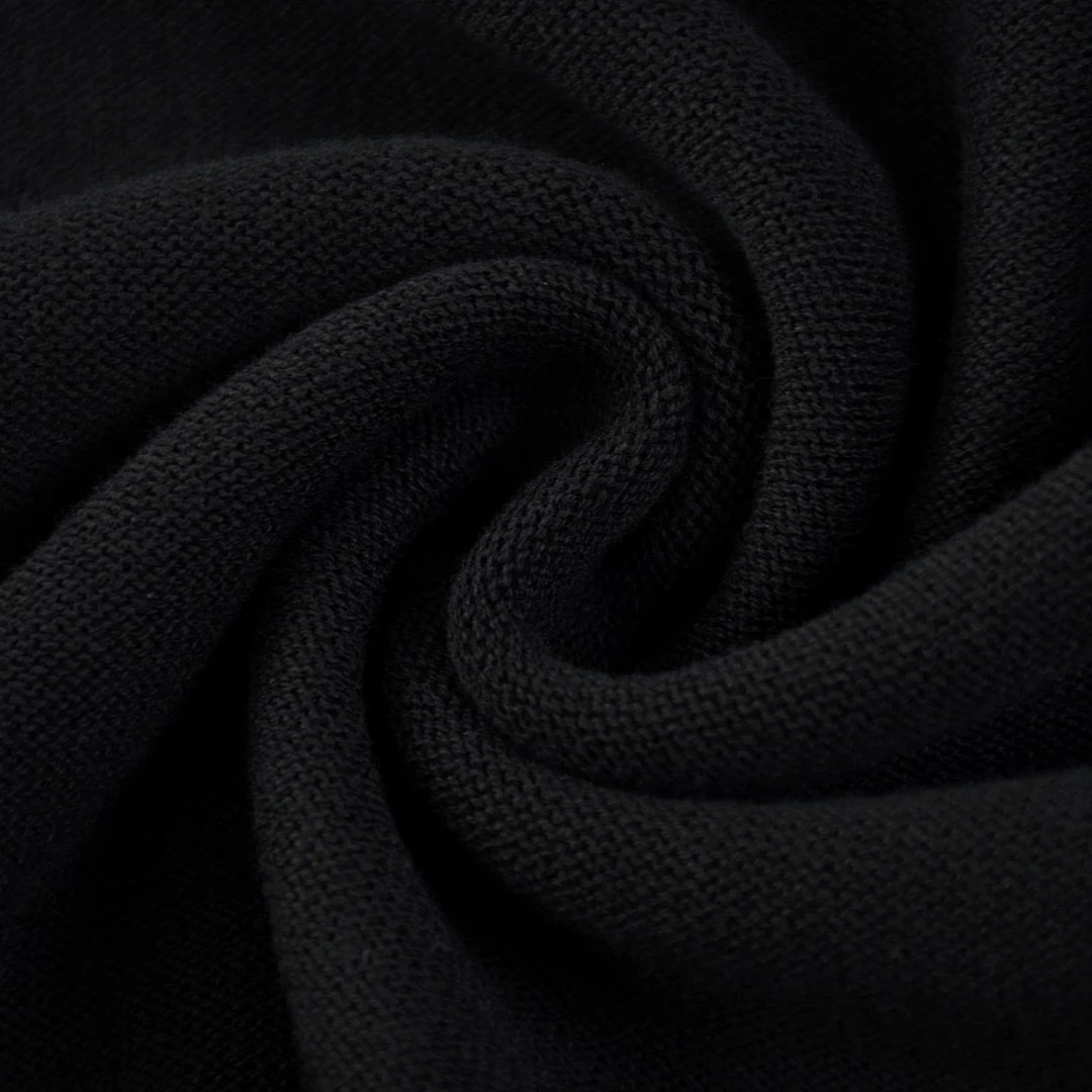 Washed crew-neck knit pullover · MY-009 · Black · Base garment photograph
