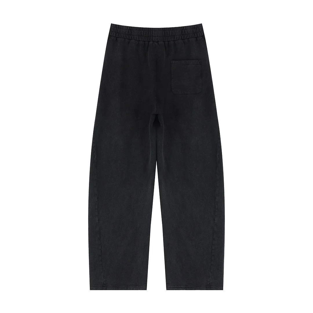 Washed curved-leg drawstring trousers · WKL-2618 · Black · Back · Base garment photograph