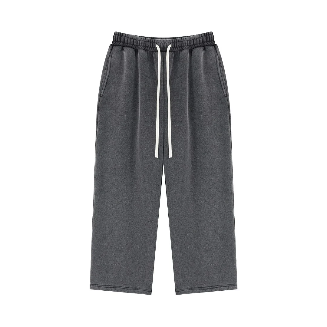 Washed relaxed straight-leg trousers · WKL-2662 · Black · Front · Base garment photograph