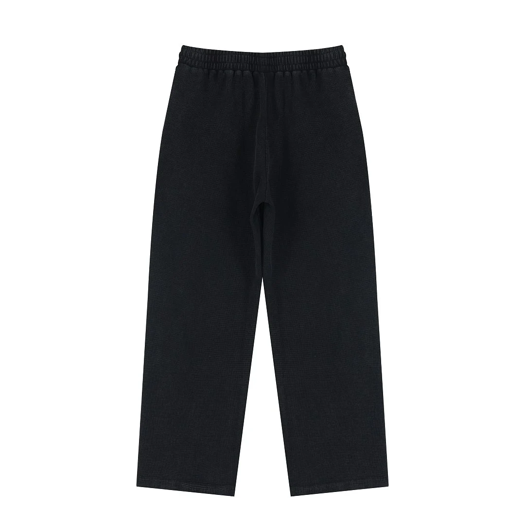 Washed waffle straight-leg trousers · WKL-2668 · Black · Back · Base garment photograph