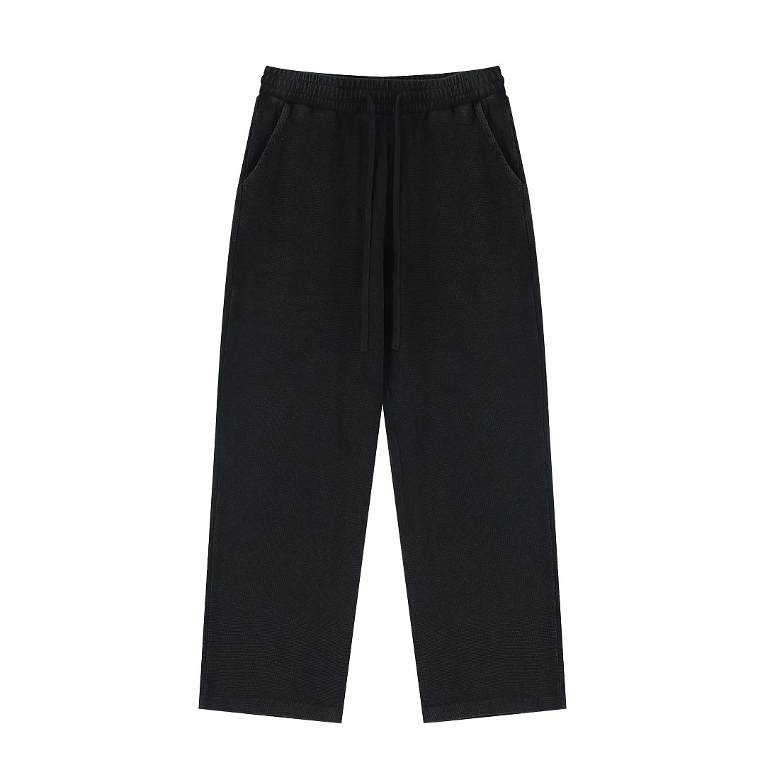 Washed waffle straight-leg trousers · WKL-2668 · Black · Front · Base garment photograph