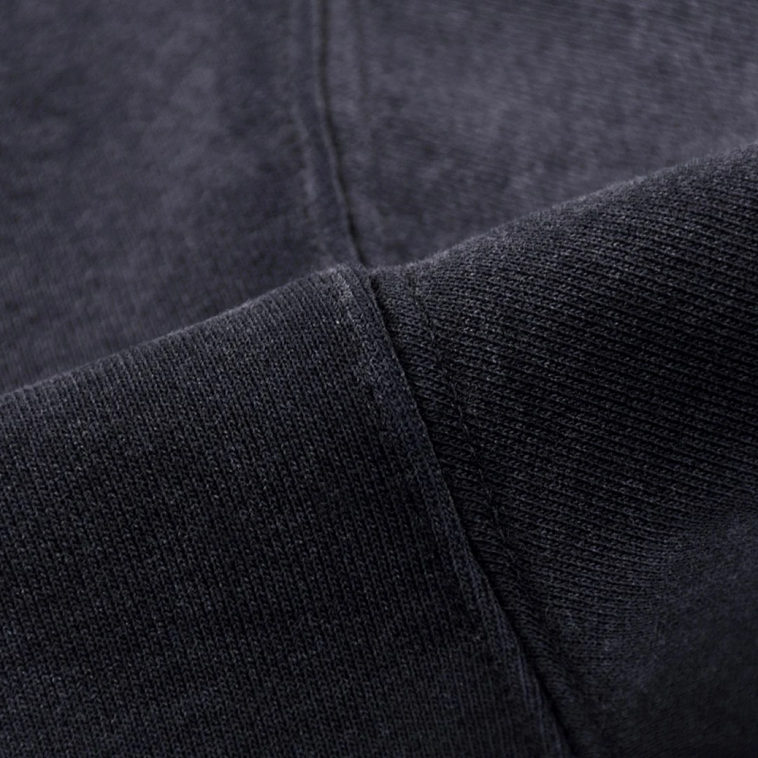 Distressed washed pullover hoodie · WY-08 · Black · Base garment photograph