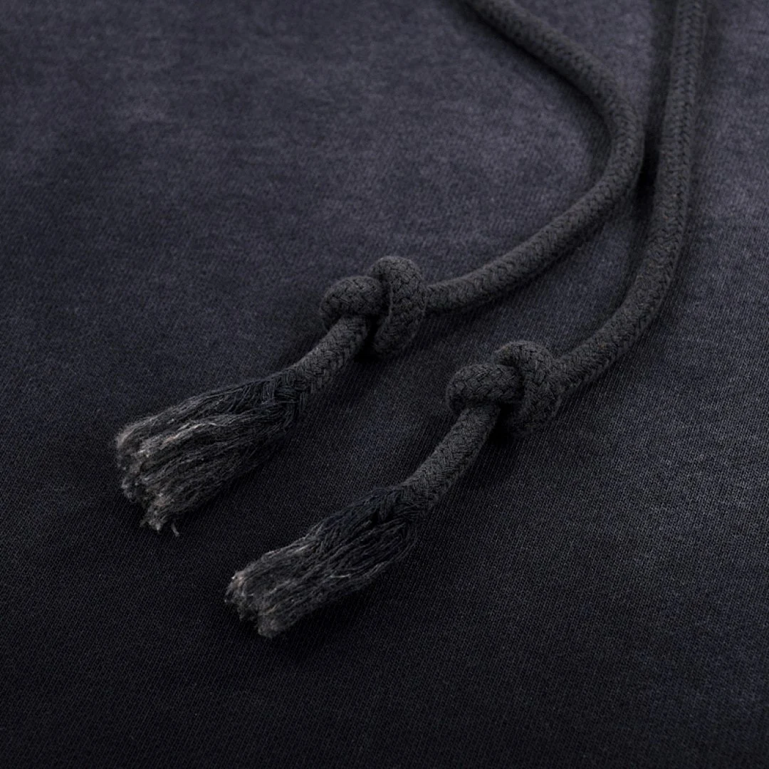 Distressed washed pullover hoodie · WY-08 · Black · Base garment photograph