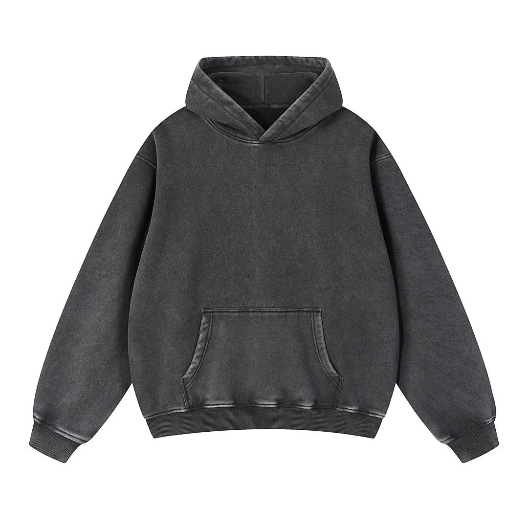 Fleece pullover hoodie · WY-18 · Black · Front · Base garment photograph