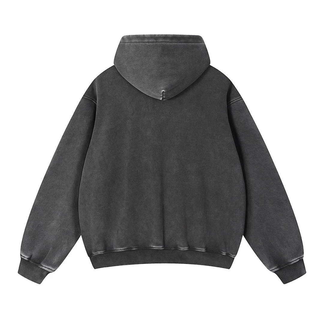 Fleece pullover hoodie · WY-18 · Black · Back · Base garment photograph