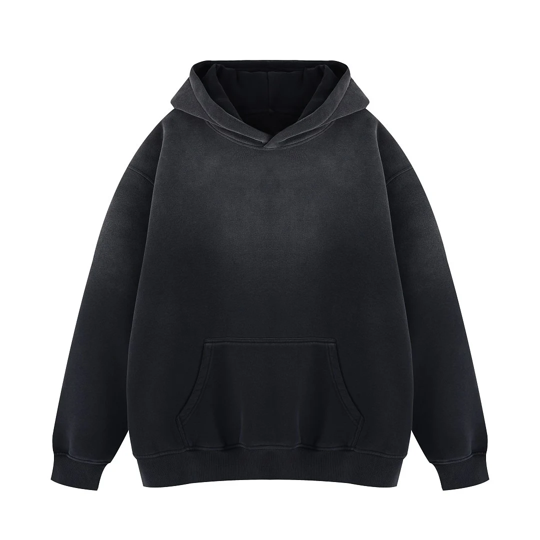 Faded fleece hoodie · WY-19 · Black · Base garment photograph