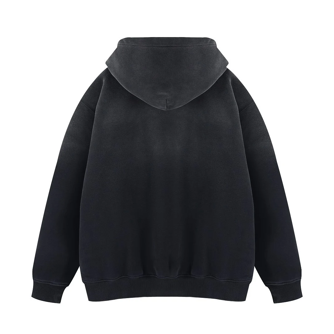 Faded fleece hoodie · WY-19 · Black · Base garment photograph
