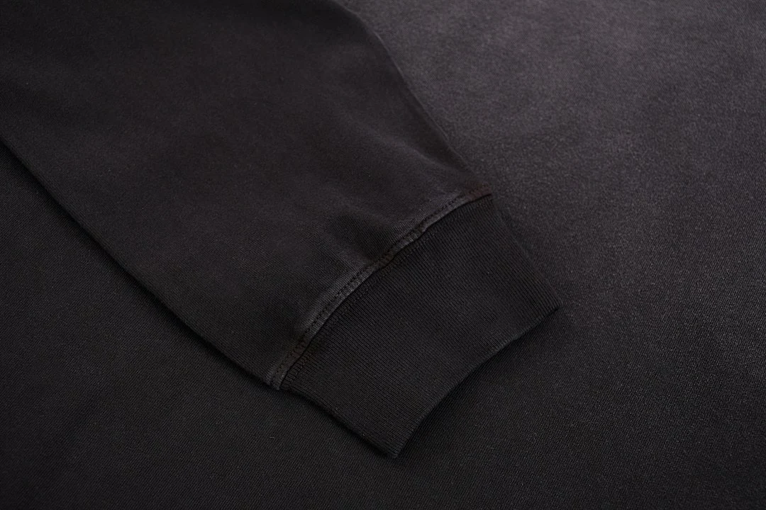 Washed relaxed long-sleeve tee · WYL-02 · Black · Base garment photograph