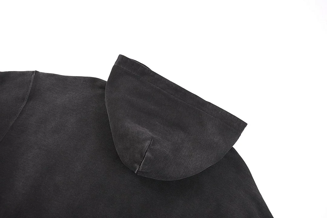 Gradient-wash pullover hoodie · WYM-06 · Black · Base garment photograph