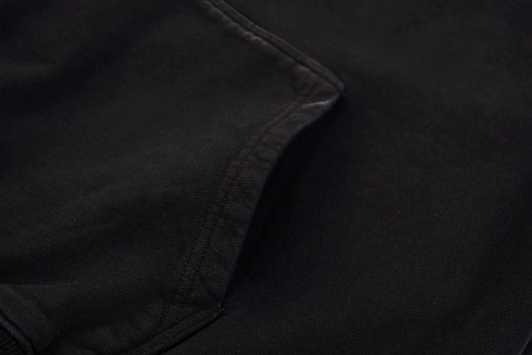 Gradient-wash pullover hoodie · WYM-06 · Black · Base garment photograph