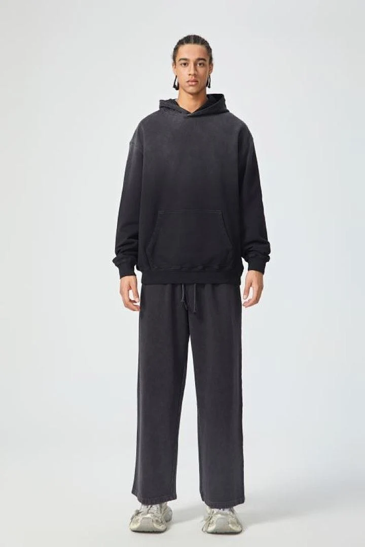 Gradient-wash pullover hoodie · WYM-06 · Black · Base garment photograph