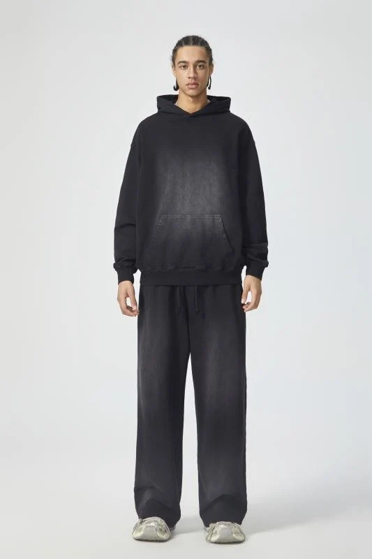 Faded pullover hoodie · WYM-07 · Black · Base garment photograph