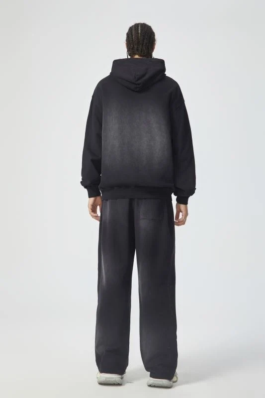 Faded pullover hoodie · WYM-07 · Black · Base garment photograph