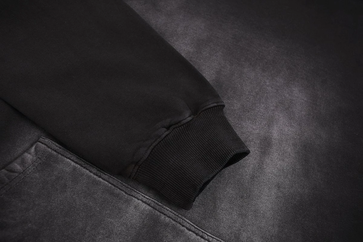 Faded pullover hoodie · WYM-07 · Black · Base garment photograph