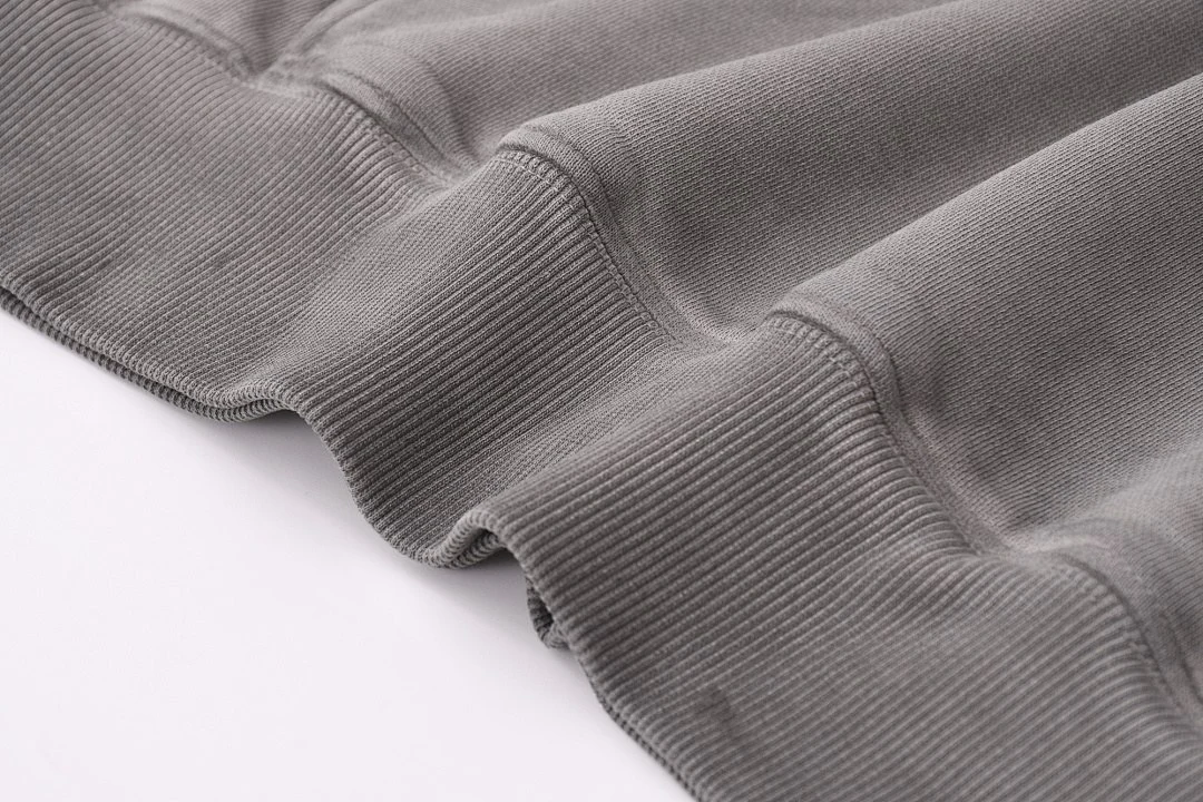 Washed contrast-panel hoodie · WYM-08 · Smoke grey · Base garment photograph