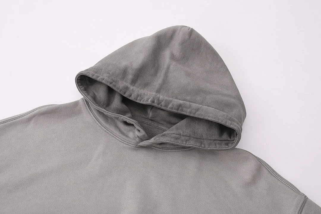Washed contrast-panel hoodie · WYM-08 · Smoke grey · Base garment photograph