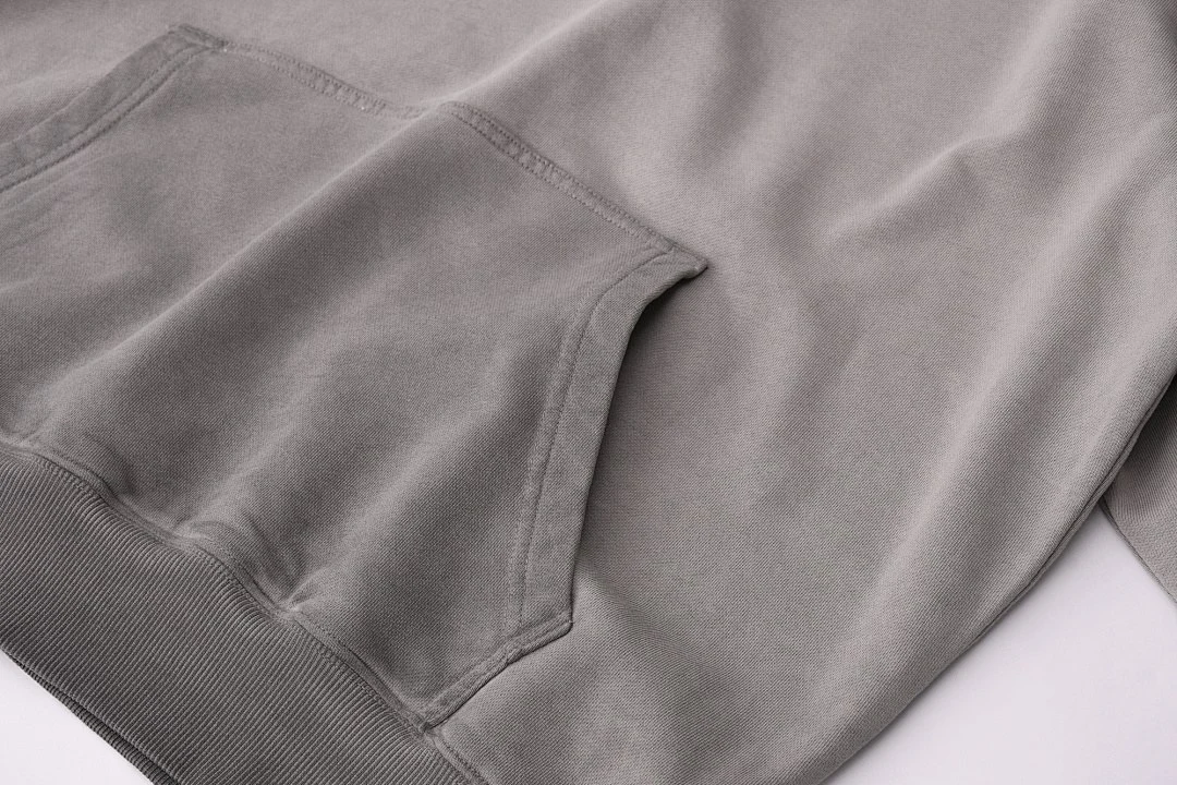 Washed contrast-panel hoodie · WYM-08 · Smoke grey · Base garment photograph