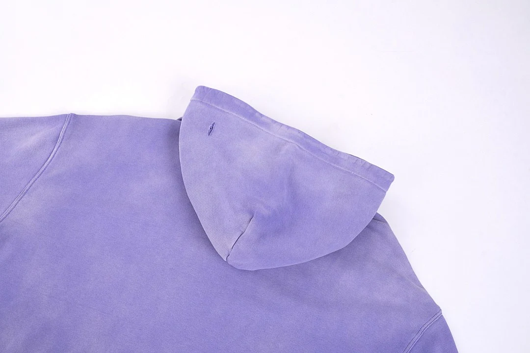 Distressed washed pullover hoodie · WYM-09 · Distressed purple · Base garment photograph