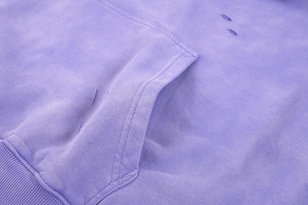 Distressed washed pullover hoodie · WYM-09 · Distressed purple · Base garment photograph