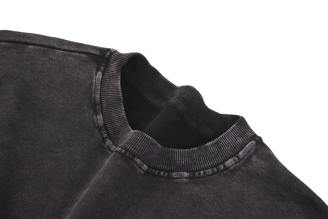 Snow-wash rib-edge sweatshirt · WYYL-03 · Black · Base garment photograph