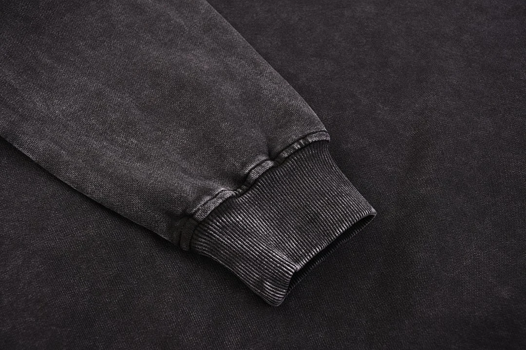 Snow-wash rib-edge sweatshirt · WYYL-03 · Black · Base garment photograph