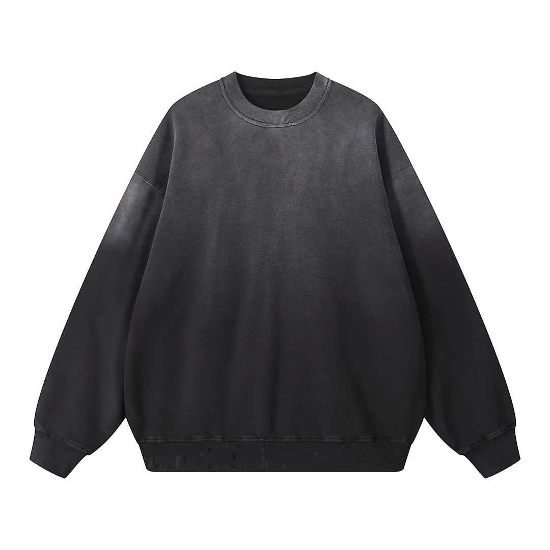 Gradient-wash relaxed sweatshirt · WYYL-04 · Black · Front · Base garment photograph