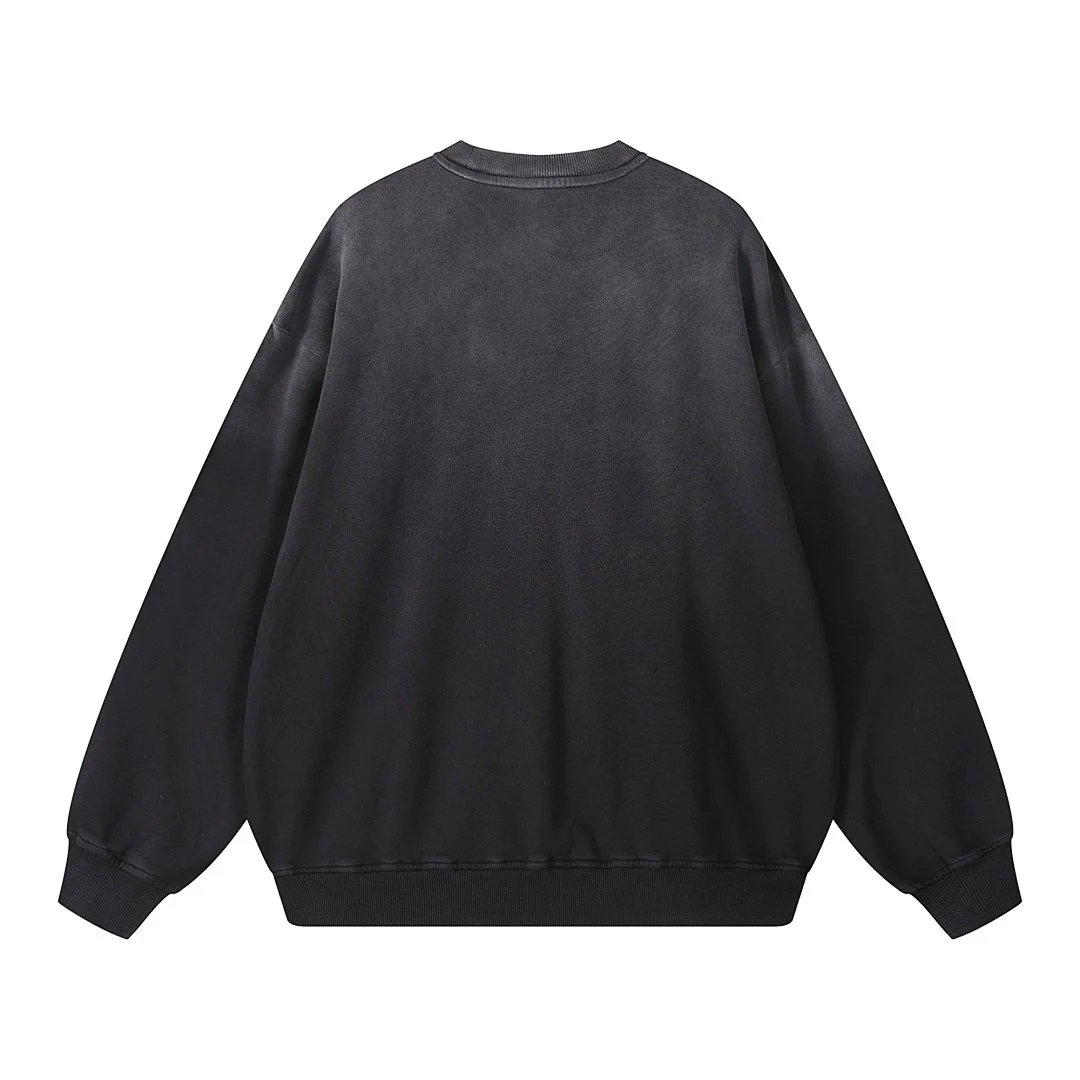 Gradient-wash relaxed sweatshirt · WYYL-04 · Black · Back · Base garment photograph