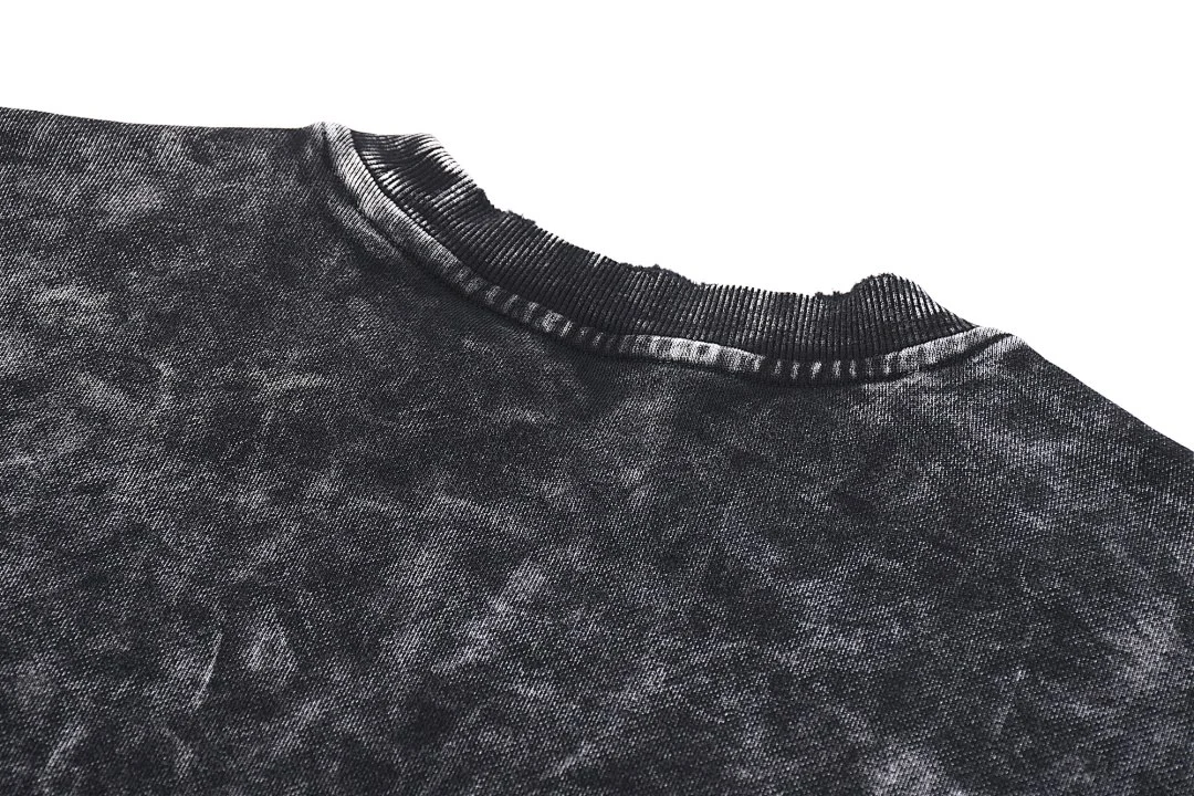 Distressed snow-wash sweatshirt · WYYL-05 · Snow black · Base garment photograph