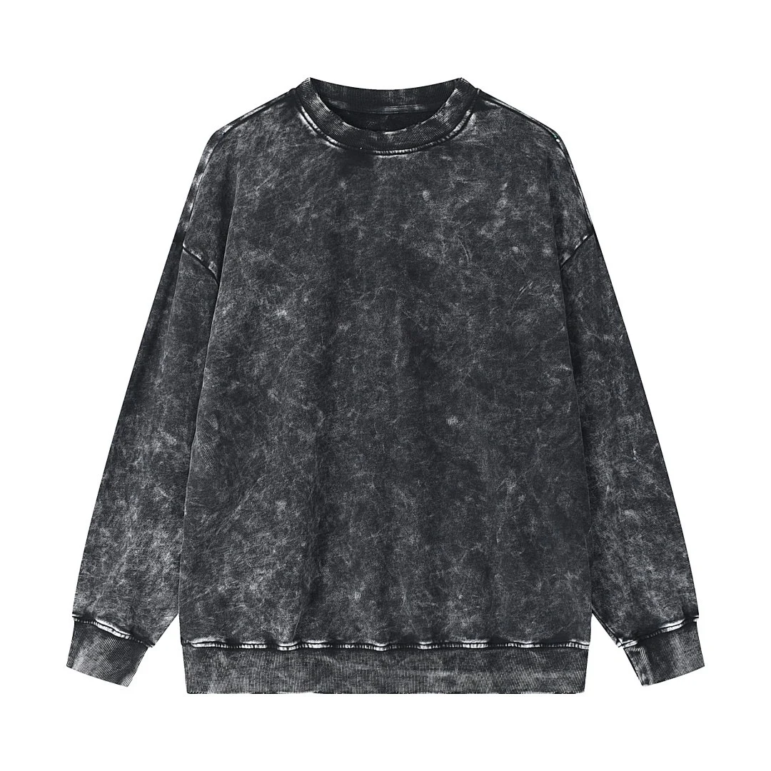 Distressed snow-wash sweatshirt · WYYL-05 · Snow black · Front · Base garment photograph