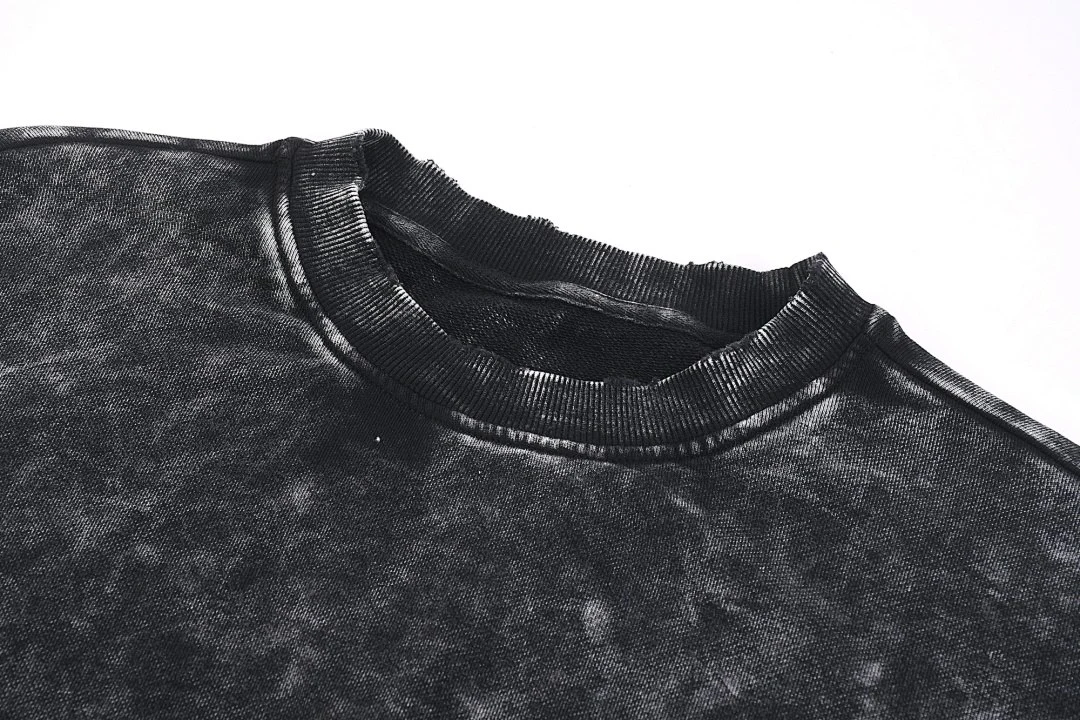 Distressed snow-wash sweatshirt · WYYL-05 · Snow black · Base garment photograph
