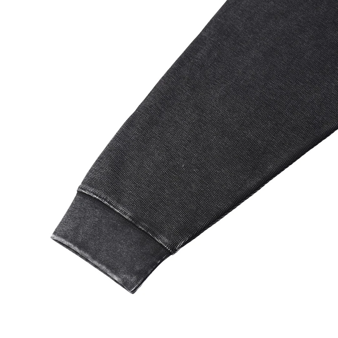 Washed waffle long-sleeve tee · WYYL-06 · Black · Base garment photograph