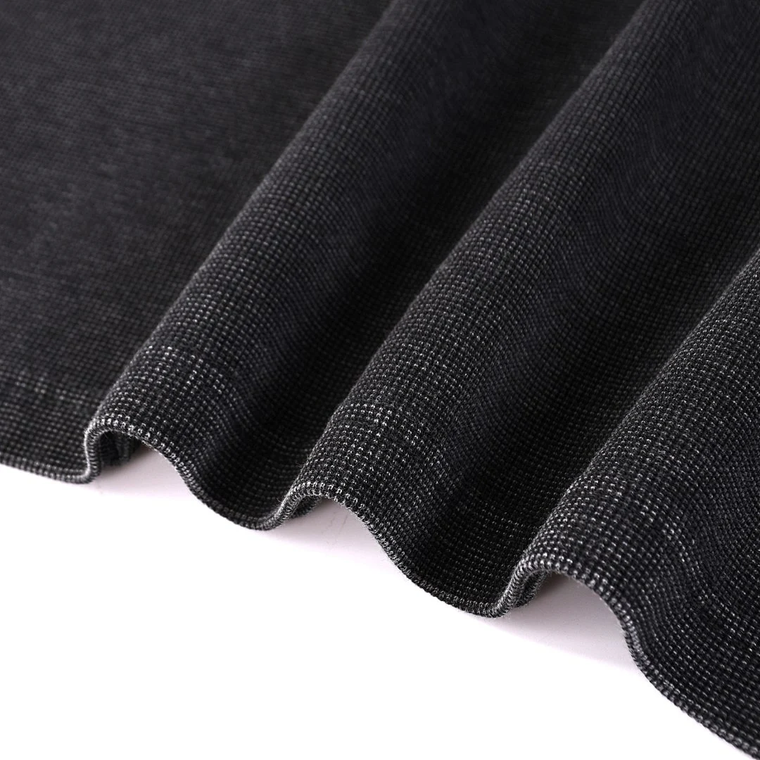 Washed waffle long-sleeve tee · WYYL-06 · Black · Base garment photograph