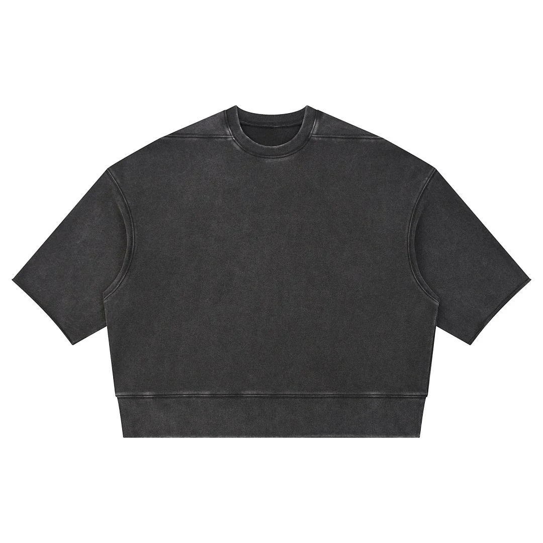 Washed panelled cropped tee · WYYL-07 · Black · Base garment photograph