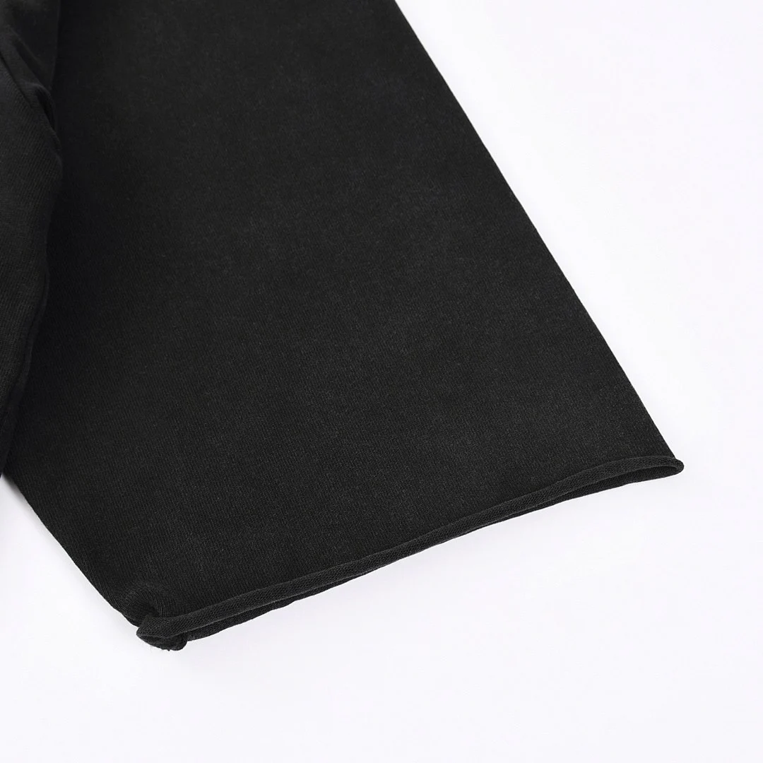 Raw-edge relaxed tee · WYYL-08 · Black · Base garment photograph