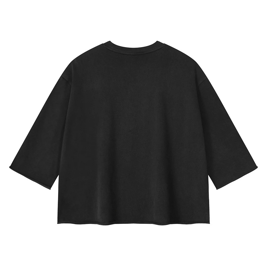 Raw-edge relaxed tee · WYYL-08 · Black · Back · Base garment photograph