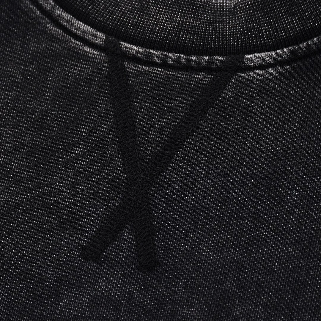 Washed panelled crew-neck sweatshirt · WYYL-09 · Black · Base garment photograph