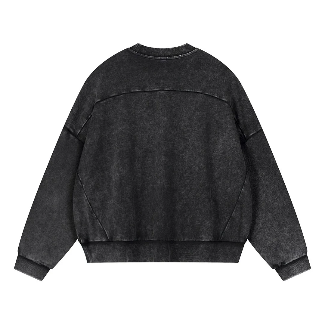 Washed panelled crew-neck sweatshirt · WYYL-09 · Black · Back · Base garment photograph